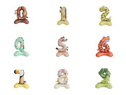 Narozeninové nafukovací číslice stojící zvířátka