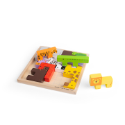 Dřevěné kostky puzzle se zvířátky safari Bigjigs Toys