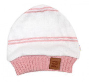 Pletená sada pro miminko s jemným proužkem 3dílná lux růžová - bílá Baby Nellys