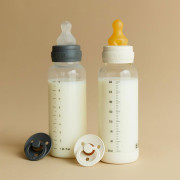 Antikoliková skleněná láhev se silikonovým dudlíkem 240 ml BIBS