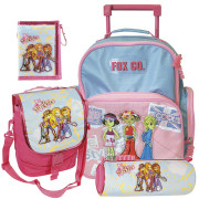 Školní batoh Cool trolley set - 4-dílná sada - modro-růžový + doplňky Winx I.