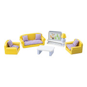 Dřevěný nábytek obývací pokoj žlutý Tidlo