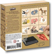 Dřevěná razítka s držákem Farma 9 ks