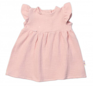 Dětské letní mušelínové šatičky krátký rukáv Sweet Summer Pudrová Baby Nellys