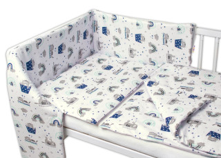 3-dílná sada Mantinel s povlečením Kočičky granátová/bílá 135x100 cm Baby Nellys