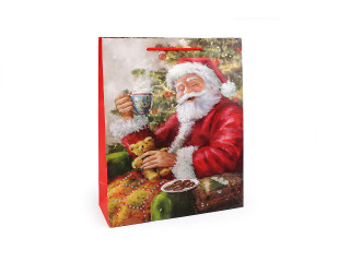 Vánoční dárková taška s glitry 18 x 23 x 8 cm Santa 3