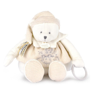 Dárková sada Plyšový lední medvídek s kroužkem 30 cm béžový Doudou 