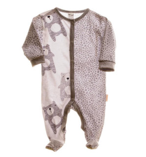 Kojenecký overal dlouhý rukáv/nohavice s medvídky hnědá/bílá MKCool
