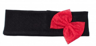 Dětská čelenka bavlněná s mašličkou Vánoce Mamatti ČERNÁ