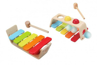 Dřevěná zatloukačka/Xylofon 2v1 29x18 cm 12 m+