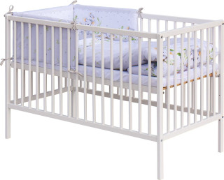 Dětská postýlka s kompletní výbavou 120 x 60 cm - bílá Koala - šedá Scarlett