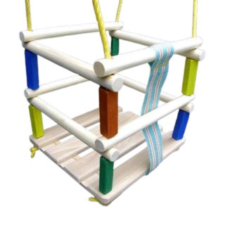 Dřevěná houpačka s vysokou ohrádkou