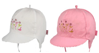 Dívčí kšiltovka zavazovací Květinky s kamínky RDX