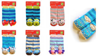 Kojenecké ponožky s chrastítkem a protiskluzem 12-24 měsíců