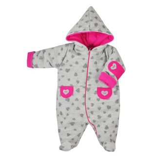 Zimní kojenecká kombinéza Koala Nelly šedo-růžová