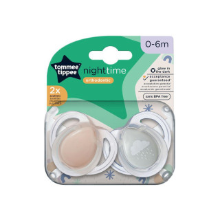 Šidítko symetrický  silikon Night 0-6 m 2 ks Růžová/modra Tommee Tippee