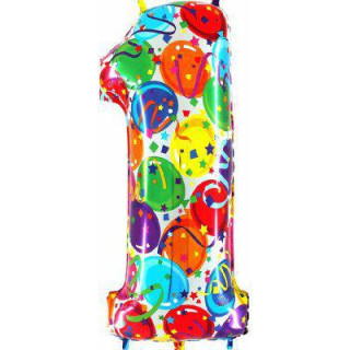 Fóliový balónek nafukovací  (102cm,40")  číslice párty 1