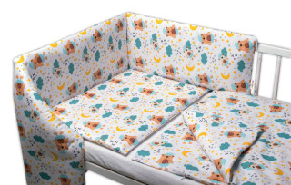 3-dílná sada mantinel s povlečením Sny medvídků hnědá/bílá Baby Nellys