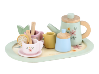 Čajový set dřevěný s květinovým potiskem Little Dutch