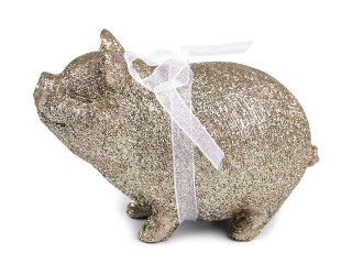 Zlaté prasátko pro štěstí s glitry
