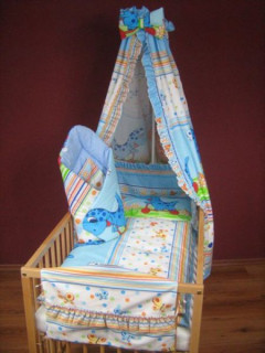 Souprava 4 dílná do postýlky Dino modrá 100 x 135 cm