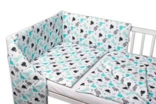 3-dílná sada Mantinel s povlečením Dinosauři bílá 135x100 cm Baby Nellys