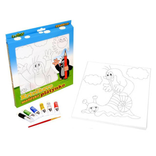 Krtečkovo malířské plátýnko 25x25cm s barvami v krabičce