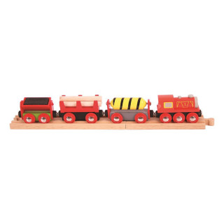 Nákladní vlak červený + 3 koleje Bigjigs Rail 