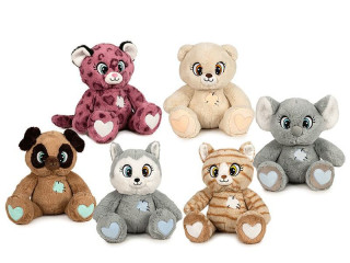 Zvířátka plyšová 25 cm sedící svítící ve tmě 