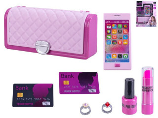 Kabelka 18,5 x 8 cm s telefonem na baterie se světlem a zvukem a doplňky