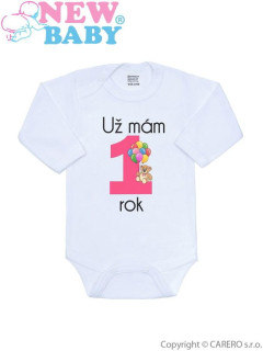 Body s potiskem New Baby Už mám 1 rok růžové vel. 86