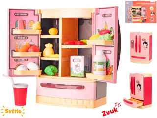 Lednice 26x18x12 cm červená na baterie s doplňky se světlem a zvukem