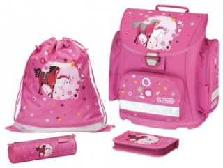 Školní batoh Herlitz Midi Koně růžový vybavený -nezobra