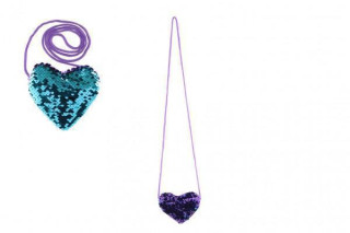 Kabelka srdce s flitry měnícími látková fialové  