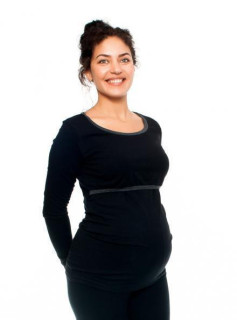 Těhotenské a kojící triko Aldona dlouhý rukáv - Černá