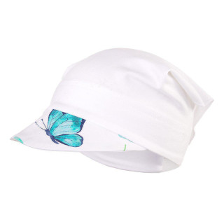 Šátek tenký kšilt Outlast® UV 50+ Bílá/tyrkys motýl