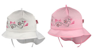 Dívčí vázací klobouk s plachetkou Květy s kamínky RDX