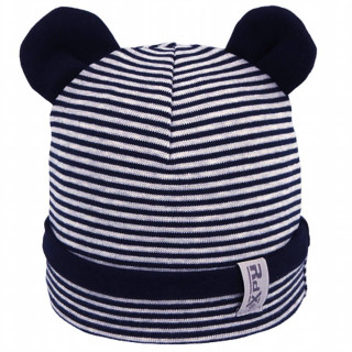 Kojenecká chlapecká proužkovaná čepice s oušky RDX Tm.modrá