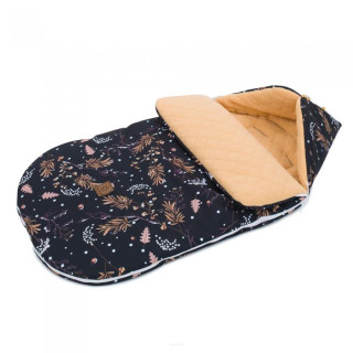 Zimní fusak Lux prošívaný flecce 48 x 90 cm Zimní kvítí černá/karamel Mamo Tato