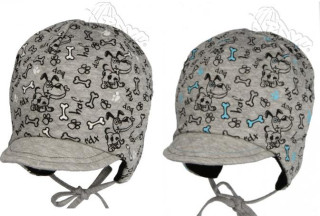 Podzimní čepice s kšiltem zavazovací,potisk pejsci