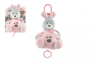 Zajíc natahovací hrací strojek plyš růžový 