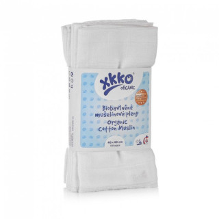 Dětské pleny z biobavlny XKKO Organic 40x40 Staré časy 10 ks - Bílé