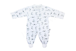 Bavlněný overal s rukavičkami Pejsek Baby Service Bílý lem