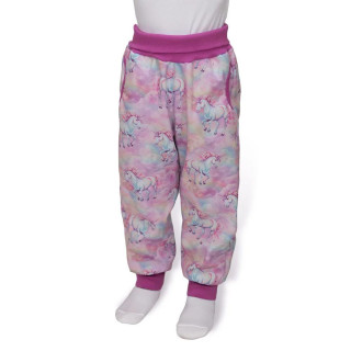 Rostoucí softshellové kalhoty Jednorožec růžová, Esito