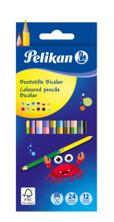 Oboustranné Pastelky Pelikan Bicolor 12 ks