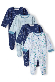Overal kojenecký 4pack, Minoti, 15mbaby 1, modrá  Vesmír