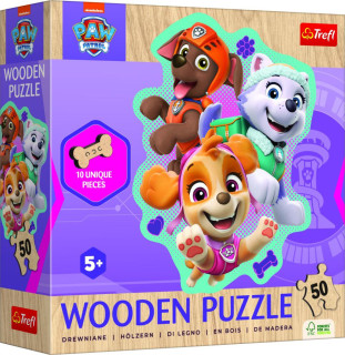 Dřevěné Puzzle 50 dílků Tlapková patrola Trefl
