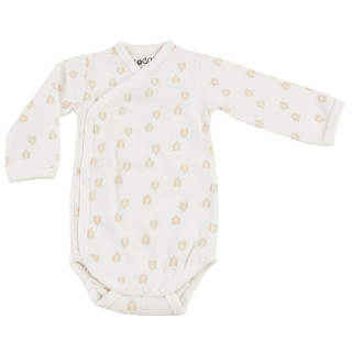 Hydrofilní zavinovací body s dlouhým rukávem Romper Print Rib Cloud Dancer Lodger