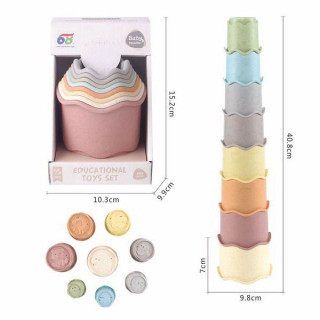 Kelímky stohovací věž 40,8 cm vlnky 8 ks