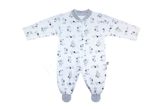 Bavlněný overal s rukavičkami Pejsek Baby Service Šedý lem